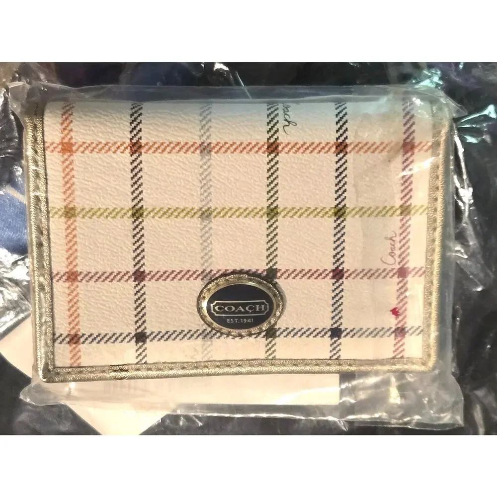 🌟 NWOT Coach Peyton Tattersall Plaid Tote Bag & Matching Wallet Set 🌟